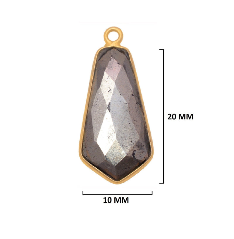 Pyrite Stone Necklace for Jewelry Making - 10X20mm Tie Bezel Charms Pendants 24K Gold Plated Over 925 Sterling Silver Chakra DIY