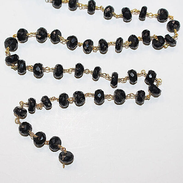 black spinel semi-precious gemstone beads black oxidized antique rosary chain for a necklace, earrings, anklet, and bracelet making.