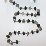 black rutile semi-precious gemstone beads black oxidized antique rosary chain for a necklace, earrings, anklet, and bracelet making.