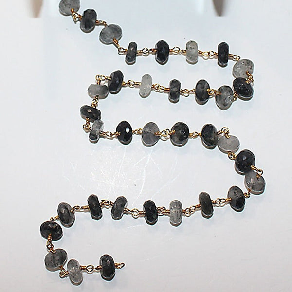 black rutile semi-precious gemstone beads black oxidized antique rosary chain for a necklace, earrings, anklet, and bracelet making.