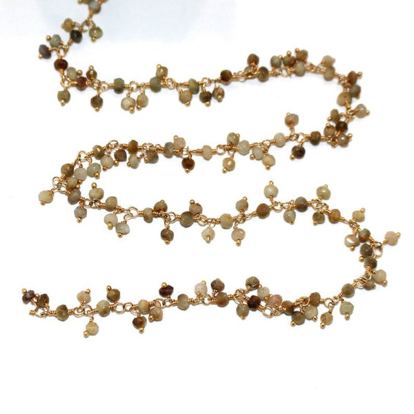 cats eye natural semi-precious gemstone beads 24k gold plated over silver rosary chain for a necklace, earrings, anklet, and bracelet making.