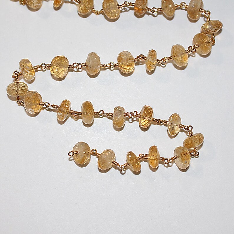 citrine semi-precious gemstone beads black oxidized antique rosary chain for a necklace, earrings, anklet, and bracelet making.