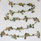 chrysoprase semi-precious gemstone beads 24k gold plated over silver rosary chain for a necklace, earrings, anklet, and bracelet making.