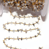 herkimer semi-precious gemstone beads black oxidized antique rosary chain for a necklace, earrings, anklet, and bracelet making.