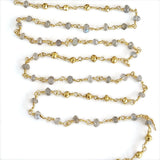 labradorite semi-precious gemstone beads black oxidized antique rosary chain for a necklace, earrings, anklet, and bracelet making.