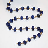 dark lapis lazuli jade semi-precious gemstone beads black oxidized antique rosary chain for a necklace, earrings, anklet, and bracelet making.