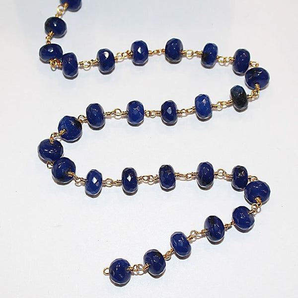 dark lapis lazuli jade semi-precious gemstone beads black oxidized antique rosary chain for a necklace, earrings, anklet, and bracelet making.