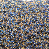 lapis lazuli natural semi-precious gemstone beads 24k gold plated over silver rosary chain for a necklace, earrings, anklet, and bracelet making.