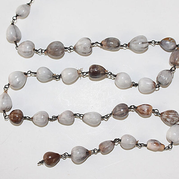 marys tear semi-precious gemstone beads black oxidized antique rosary chain for a necklace, earrings, anklet, and bracelet making.