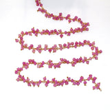 fuschia pink chalcedony natural semi-precious gemstone beads 24k gold plated over silver rosary chain for a necklace, earrings, anklet, and bracelet making.