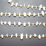 white chalcedony chips semi-precious gemstone beads 24k gold plated over silver rosary chain for a necklace, earrings, anklet, and bracelet making.
