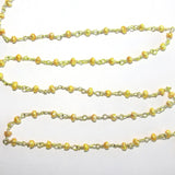 yellow freshwater pearl semi-precious gemstone beads black oxidized antique rosary chain for a necklace, earrings, anklet, and bracelet making.