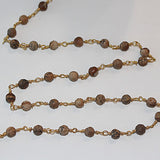 picture jasper natural semi-precious gemstone beads 24k gold plated over silver rosary chain for a necklace, earrings, anklet, and bracelet making.
