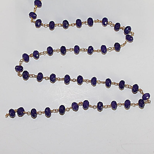 purple jade semi-precious gemstone beads black oxidized antique rosary chain for a necklace, earrings, anklet, and bracelet making.