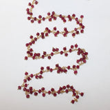 ruby jade semi-precious gemstone beads 24k gold plated over silver rosary chain for a necklace, earrings, anklet, and bracelet making.