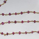 silverite red coated natural semi-precious gemstone beads 24k gold plated over silver rosary chain for a necklace, earrings, anklet, and bracelet making.