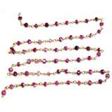 silverite ruby coated natural semi-precious gemstone beads 24k gold plated over silver rosary chain for a necklace, earrings, anklet, and bracelet making.