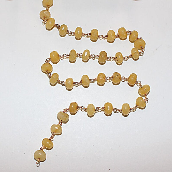 light yellow jade semi-precious gemstone beads black oxidized antique rosary chain for a necklace, earrings, anklet, and bracelet making.