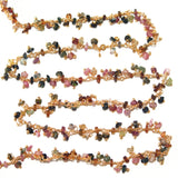 multi tourmaline natural semi-precious gemstone beads 24k gold plated over silver rosary chain for a necklace, earrings, anklet, and bracelet making.