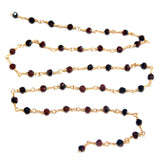 brown tiger eye natural semi-precious gemstone beads 24k gold plated over silver rosary chain for a necklace, earrings, anklet, and bracelet making.