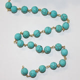 turquoise semi-precious gemstone beads black oxidized antique rosary chain for a necklace, earrings, anklet, and bracelet making.