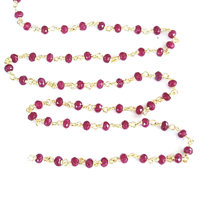 red coral quartz gemstone bead chain 24k gold plated over silver, women jewelry making necklaces, earrings, and bracelets bead chain.