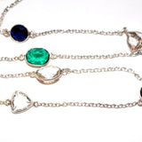 multi color bezel natural semi-precious gemstone beads silver rosary chain for a necklace, earrings, anklet, and bracelet making.