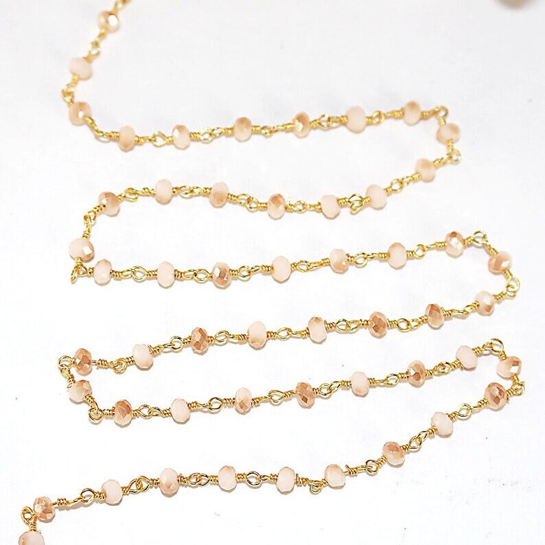 Mexican Fire Opal Mystic quartz gemstone bead chain 24k gold plated over silver, women jewelry making necklaces, earrings, and bracelets bead chain.