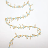 blue peruvian chalcedony mystic quartz gemstone bead chain 24k gold plated over silver, women jewelry making necklaces, earrings, and bracelets bead chain.
