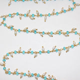 blue topaz quartz gemstone bead chain 24k gold plated over silver, women jewelry making necklaces, earrings, and bracelets bead chain.