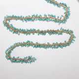 blue topaz smooth semi-precious gemstone beads 24k gold plated over silver rosary chain for a necklace, earrings, anklet, and bracelet making.