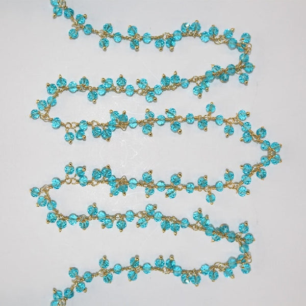 blue topaz quartz gemstone bead chain silver, women jewelry making necklaces, earrings, and bracelets bead chain.