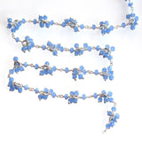blue chalcedony gemstone bead chain silver, women jewelry making necklaces, earrings, and bracelets bead chain.