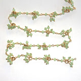 green chalcedony gemstone bead chain 24k gold plated over silver, women jewelry making necklaces, earrings, and bracelets bead chain.