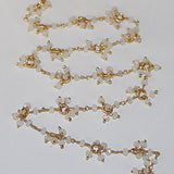 white chalcedony gemstone bead chain 24k gold plated over silver, women jewelry making necklaces, earrings, and bracelets bead chain.