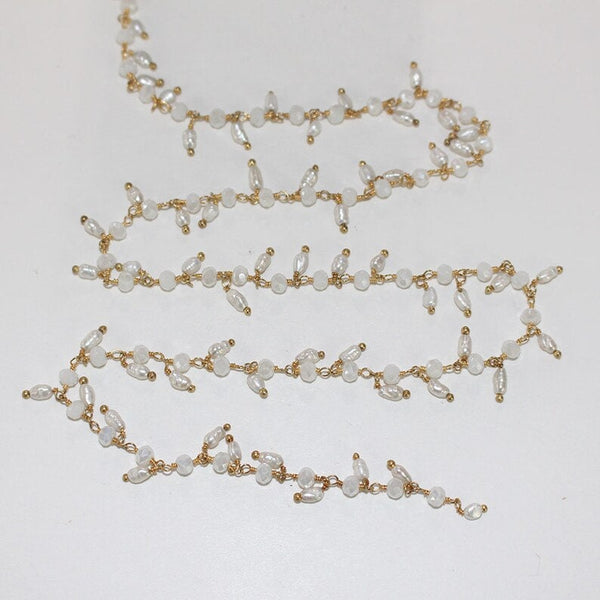 white chalcedony mystic quartz gemstone bead chain 24k gold plated over silver, women jewelry making necklaces, earrings, and bracelets bead chain.