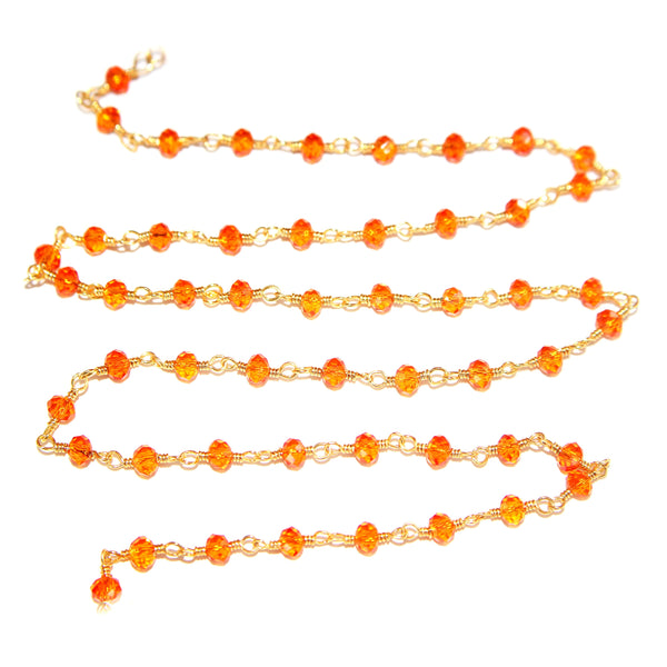 Carnelian quartz gemstone bead chain 24k gold plated over silver, women jewelry making necklaces, earrings, and bracelets bead chain.