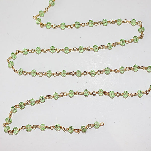 peridot quartz gemstone bead chain 24k gold plated over silver, women jewelry making necklaces, earrings, and bracelets bead chain.