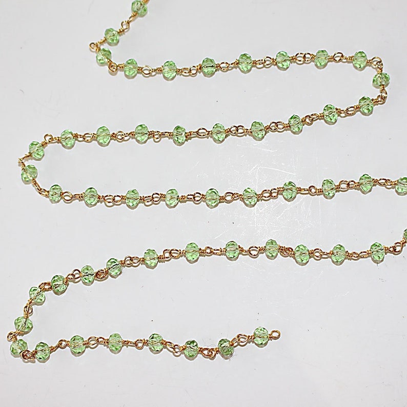 peridot quartz gemstone bead chain 24k gold plated over silver, women jewelry making necklaces, earrings, and bracelets bead chain.