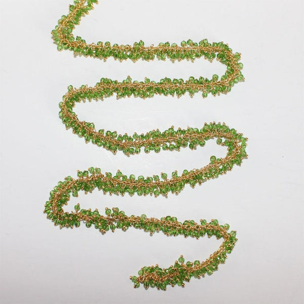 peridot semi-precious gemstone beads 24k gold plated over silver rosary chain for a necklace, earrings, anklet, and bracelet making.