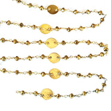 dark brown pyrite gemstone bead chain 24k gold plated over silver, women jewelry making necklaces, earrings, and bracelets bead chain.