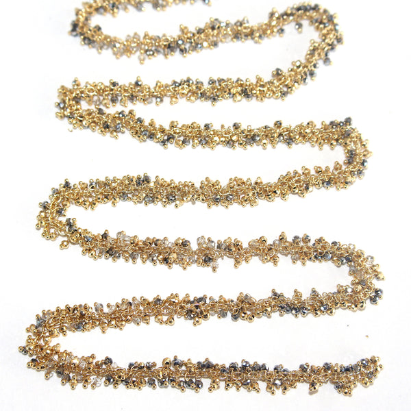 pyrite semi-precious gemstone beads 24k gold plated over silver rosary chain for a necklace, earrings, anklet, and bracelet making.