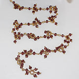rhodolite garnet gemstone bead chain 24k gold plated over silver, women jewelry making necklaces, earrings, and bracelets bead chain.