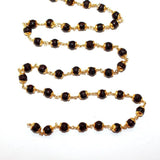 wooden beads cape quartz gemstone bead chain 24k gold plated over silver, women jewelry making necklaces, earrings, and bracelets bead chain.
