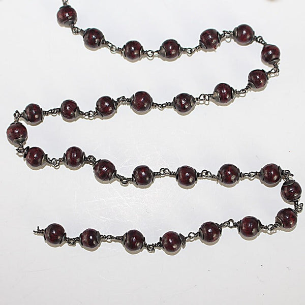 wooden beads semi-precious gemstone beads black oxidized antique rosary chain for a necklace, earrings, anklet, and bracelet making.