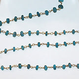 neon apatite faceted 3-4mm 4-5mm bead rosary chain.