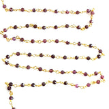 rhodolite garnet shaded natural semi-precious gemstone beads 24k gold plated over silver rosary chain for a necklace, earrings, anklet, and bracelet making.