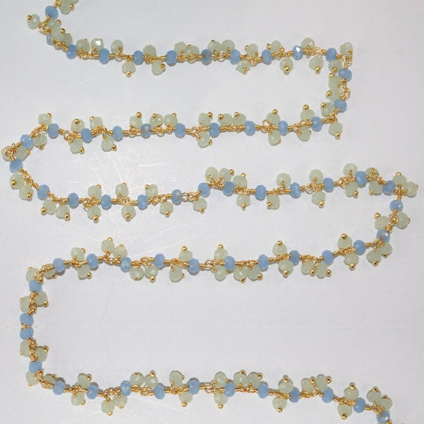 green & blue chalcedony quartz gemstone bead chain silver, women jewelry making necklaces, earrings, and bracelets bead chain.