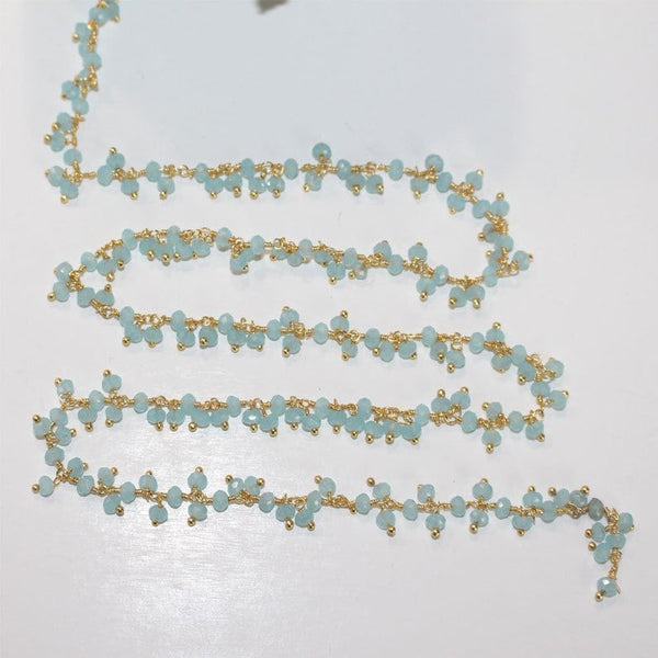 blue peruvian chalcedony quartz gemstone bead chain silver, women jewelry making necklaces, earrings, and bracelets bead chain.