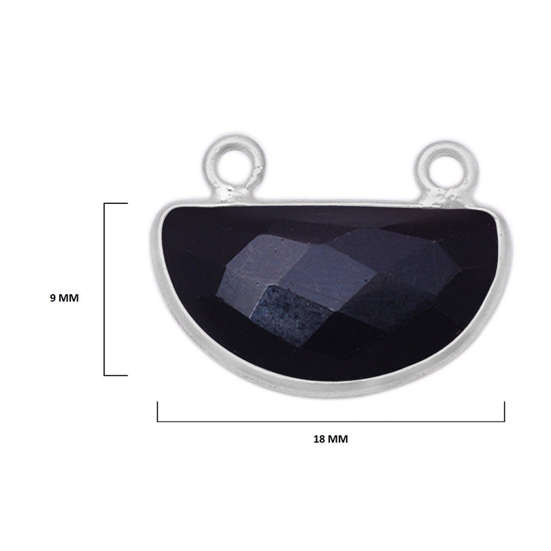 Black Onyx Crescent Pendant – 925 Sterling Silver Bezel, Gemstone Necklace